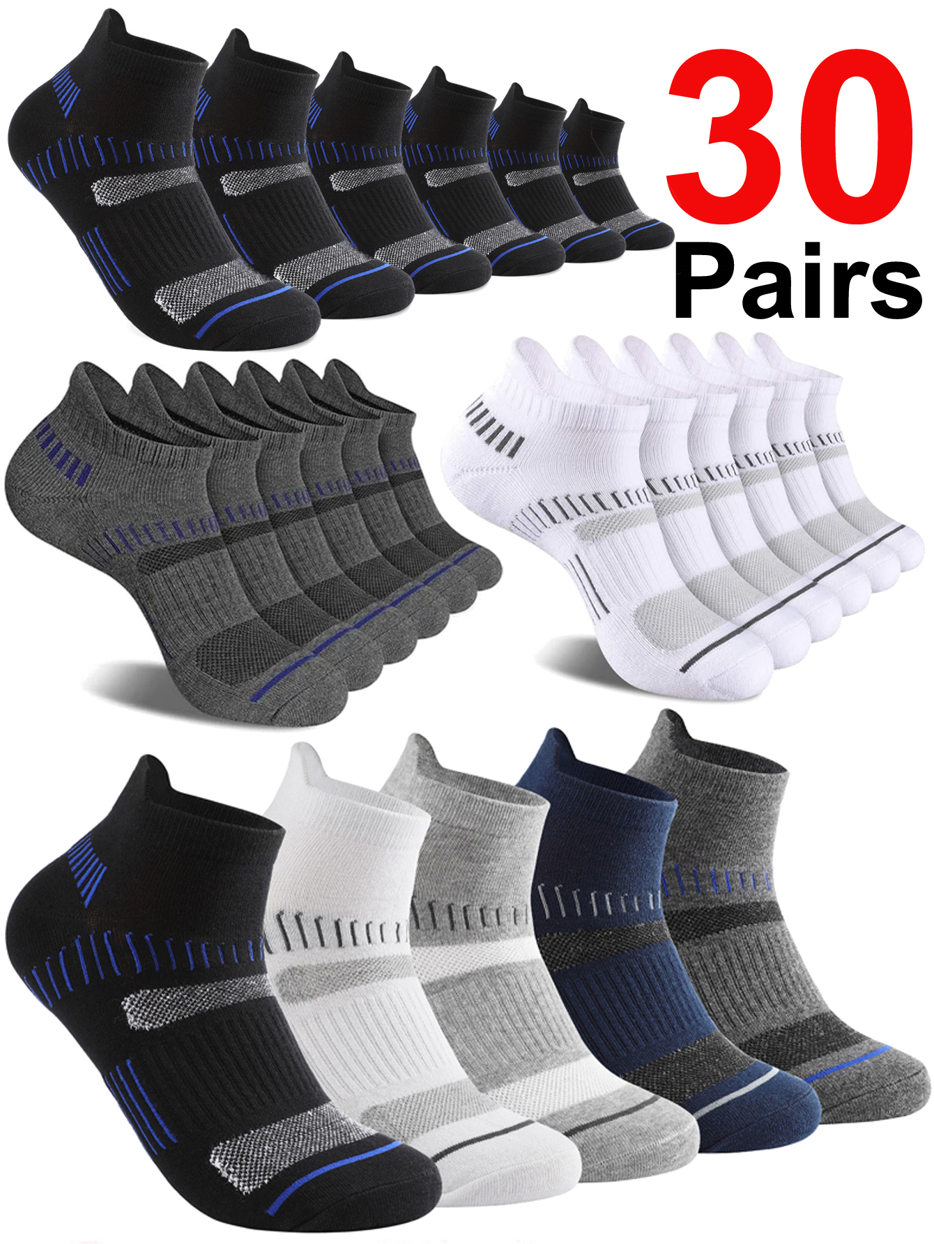 30 Pairs Ankle Socks Men Athle - مراجعة Ankle Sock Low Cut وسعره