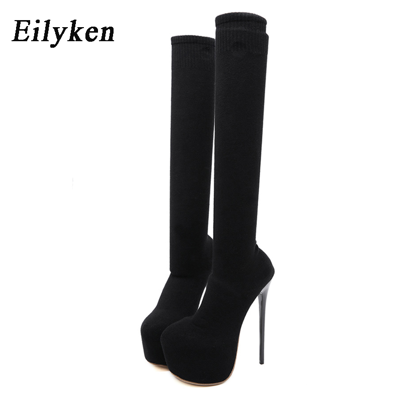 Eilyken 17CM Platform Heels Wo - مراجعة Knee High Sock Women وسعره
