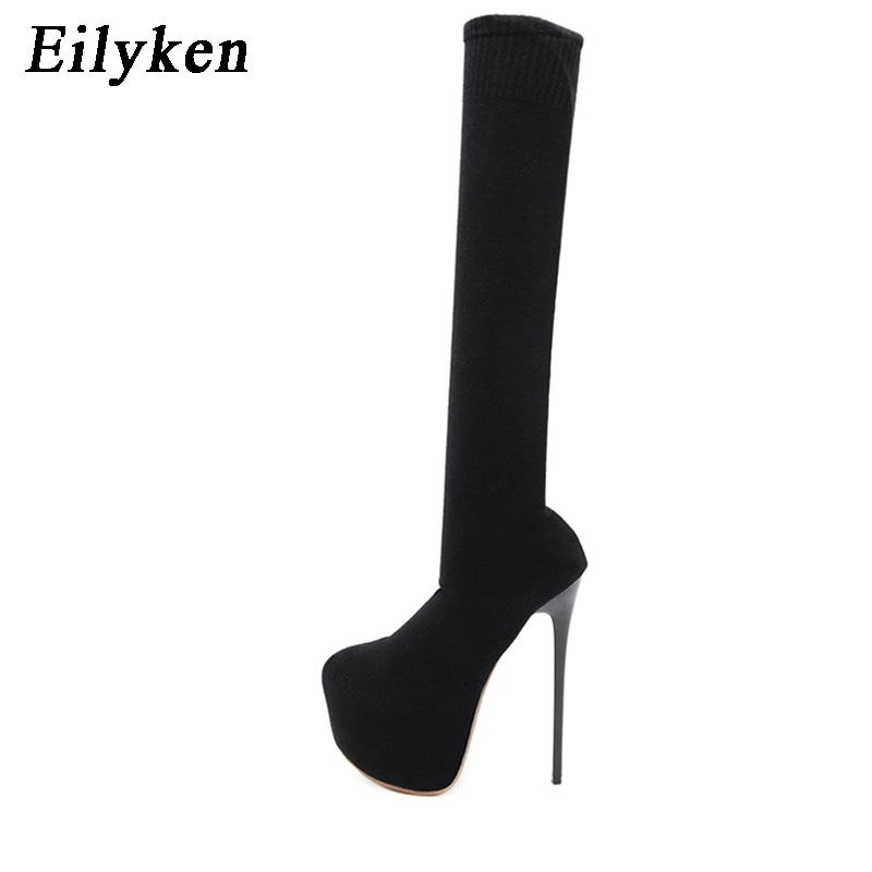 Eilyken 17CM Platform Heels Wo - مراجعة Knee High Sock Women وسعره