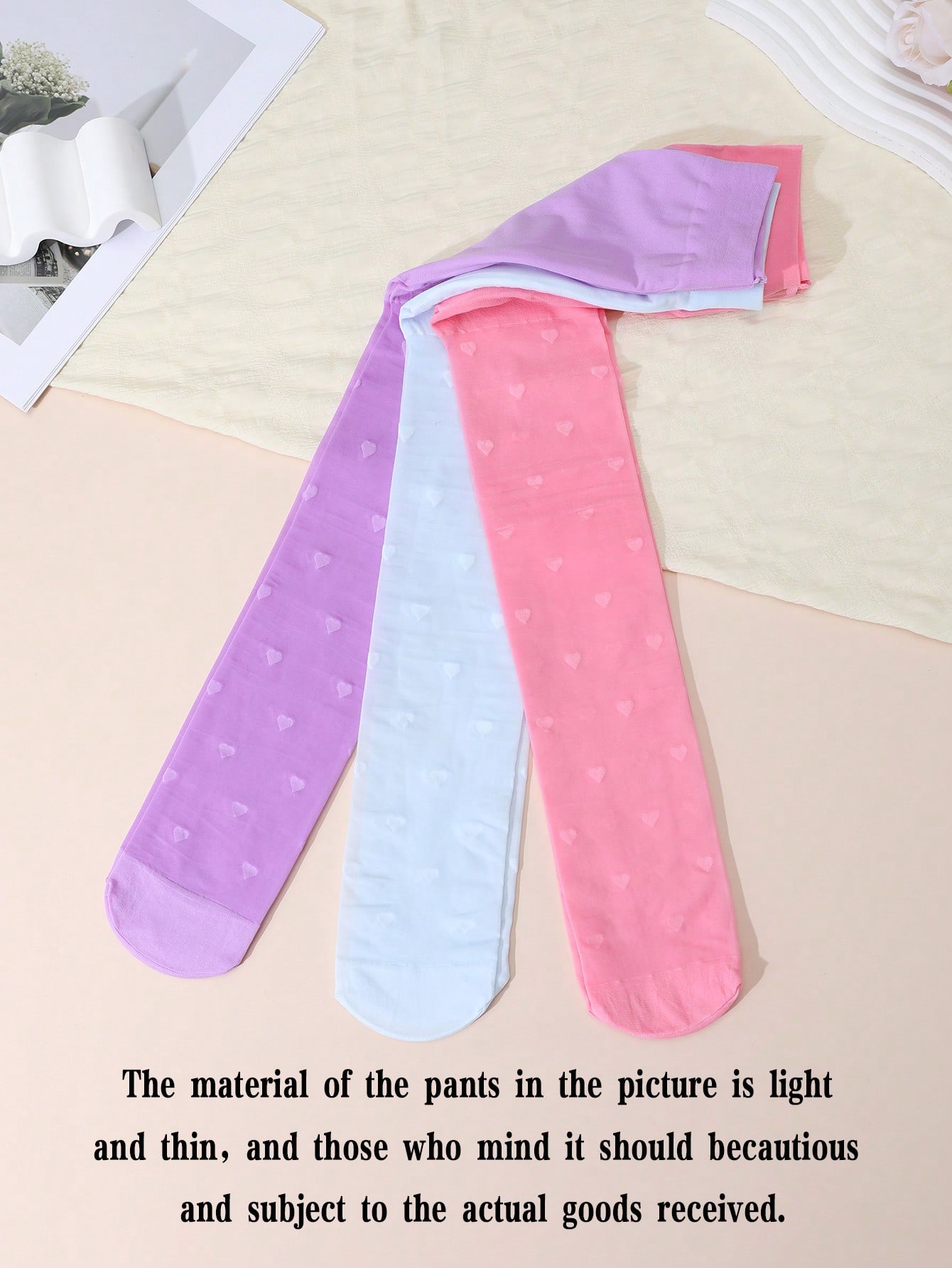 3Pcs Girls Heart Print Tights  - مراجعة Tights Pantyhose Sheer وسعره