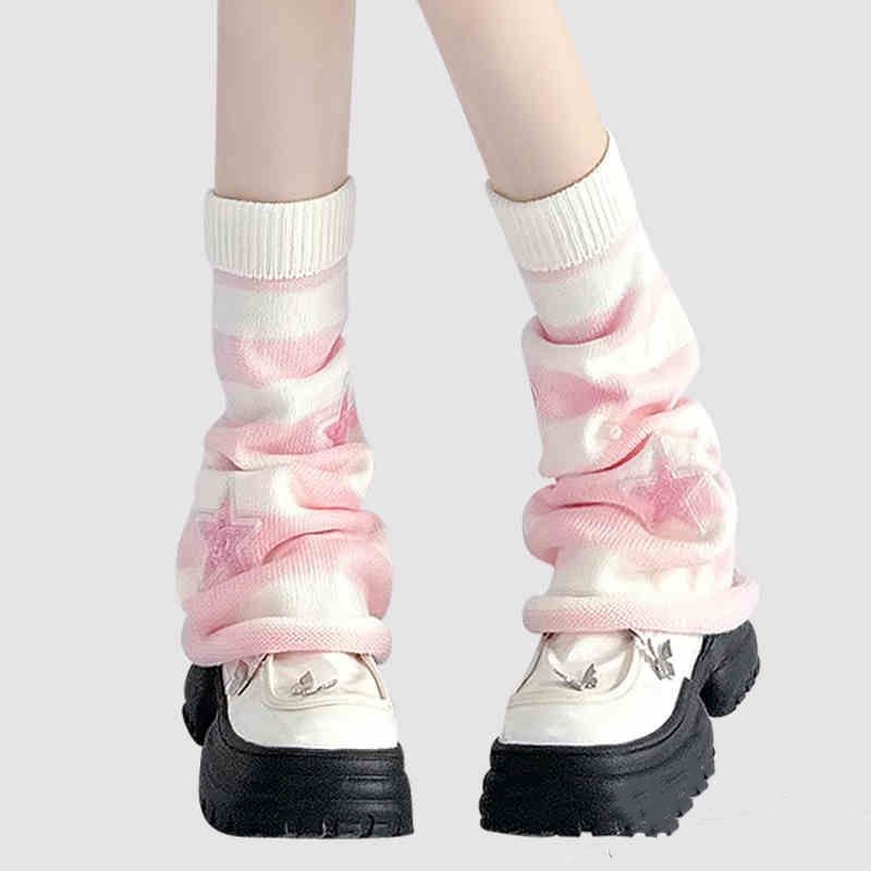 Y2K Striped Leg Warmers Star R - مراجعة Boot Sock Slouchy وسعره