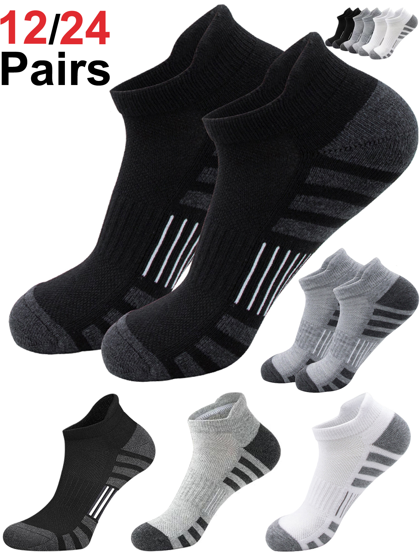 12/24 Pairs Cushioned Breathab - مراجعة Athletic Sock Cushion وسعره