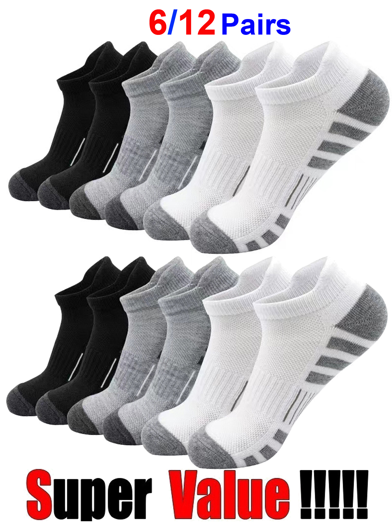 6/24 Pairs Cushioned Breathabl - مراجعة Athletic Sock Cushion وسعره