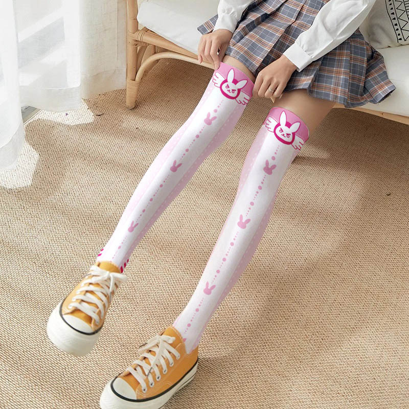 Game OW D.Va Cartoon Printed K - مراجعة Silk Sock Bamboo وسعره