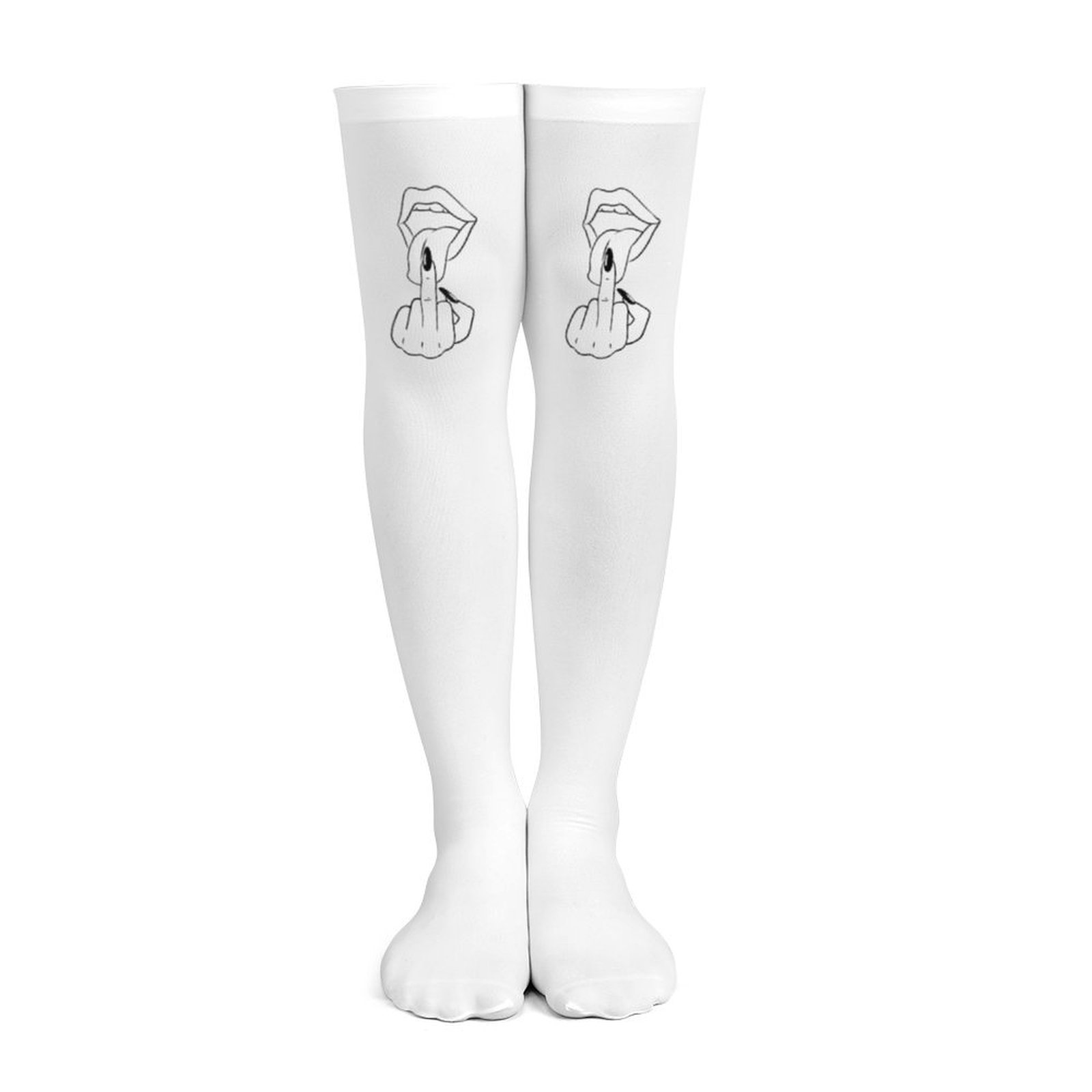 Ladies' white middle finger, r - مراجعة Knee High Sock Women وسعره