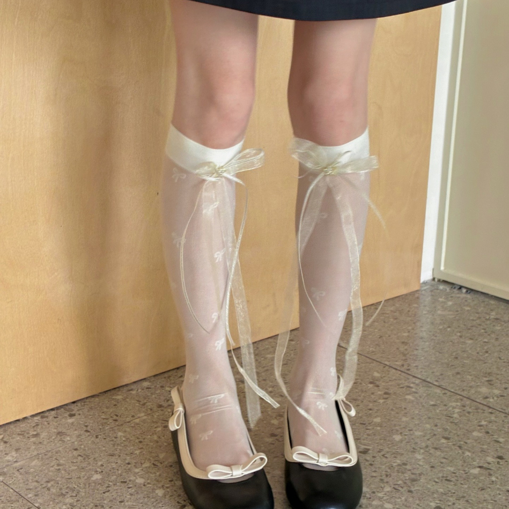 Sweet Bow Lace Sunscreen Calf  - مراجعة Silk Sock Bamboo وسعره