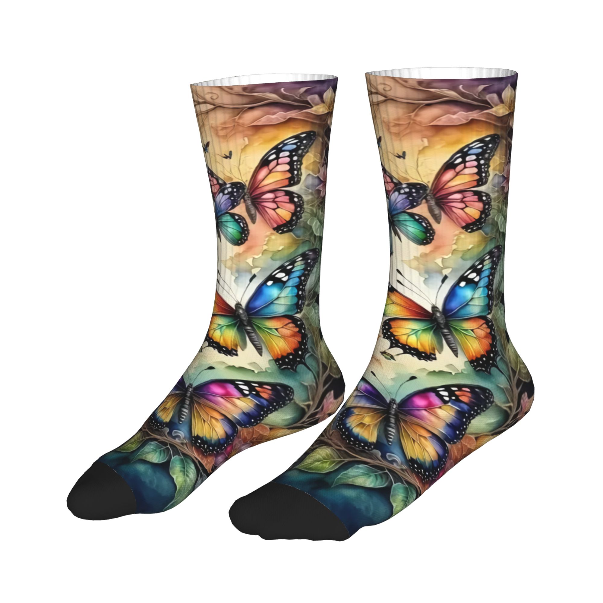 Colorful Butterflies and Flowe - مراجعة Dress Sock Men وسعره