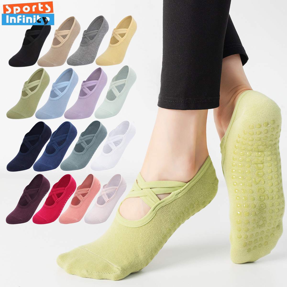 Fashion Cross Straps Backless  - مراجعة Grip Sock Yoga وسعره