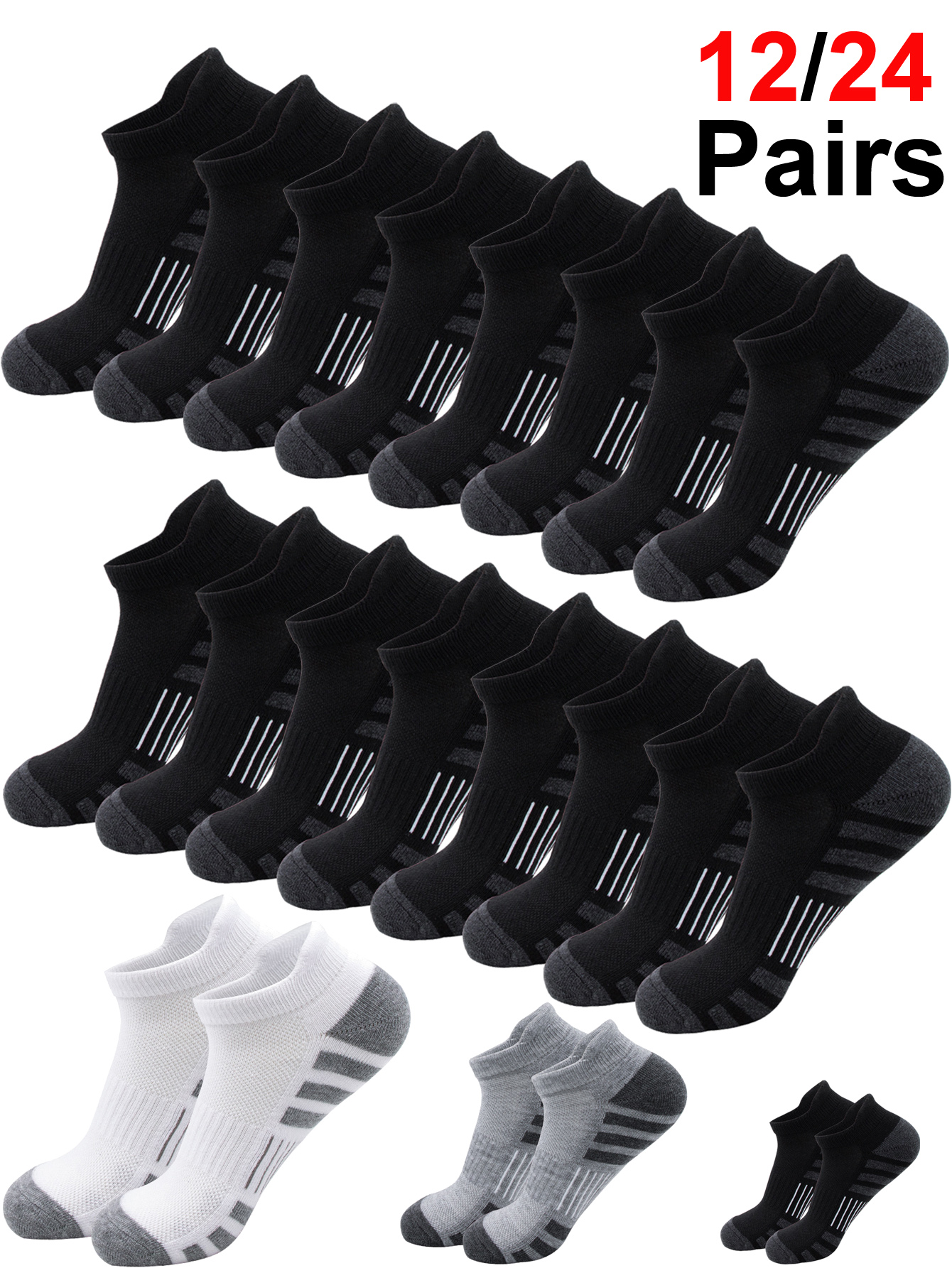 12/24 Pairs Cushioned Breathab - مراجعة Athletic Sock Cushion وسعره