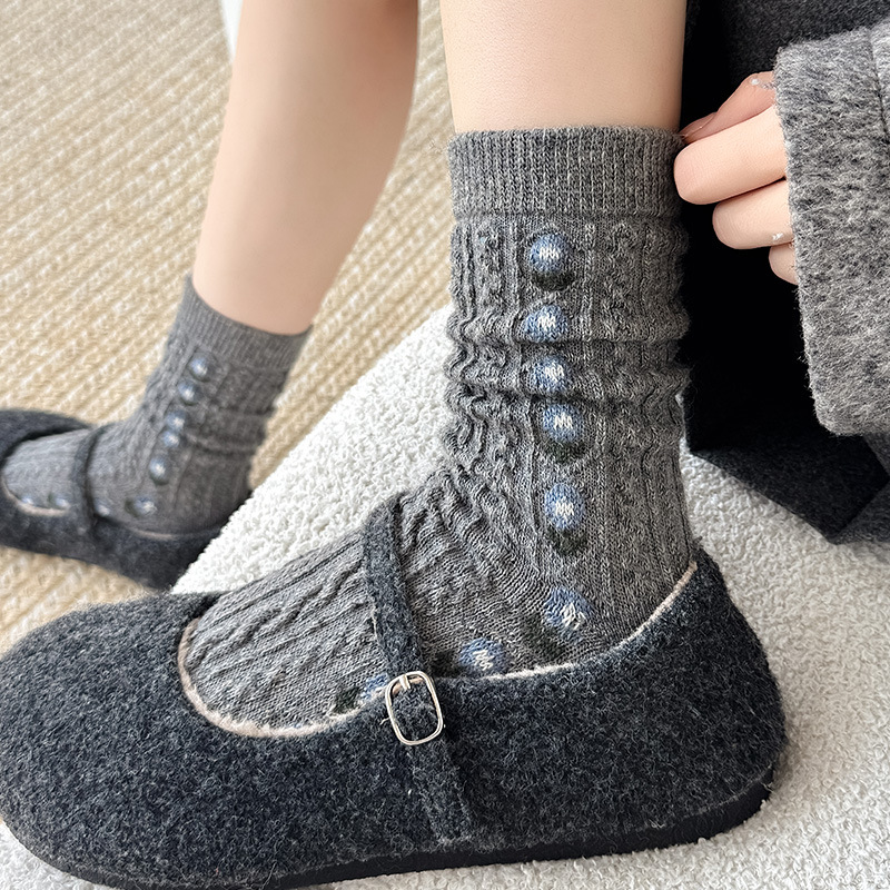 Korean Sweet Floral Wool Mid-C - مراجعة Boot Sock Slouchy وسعره
