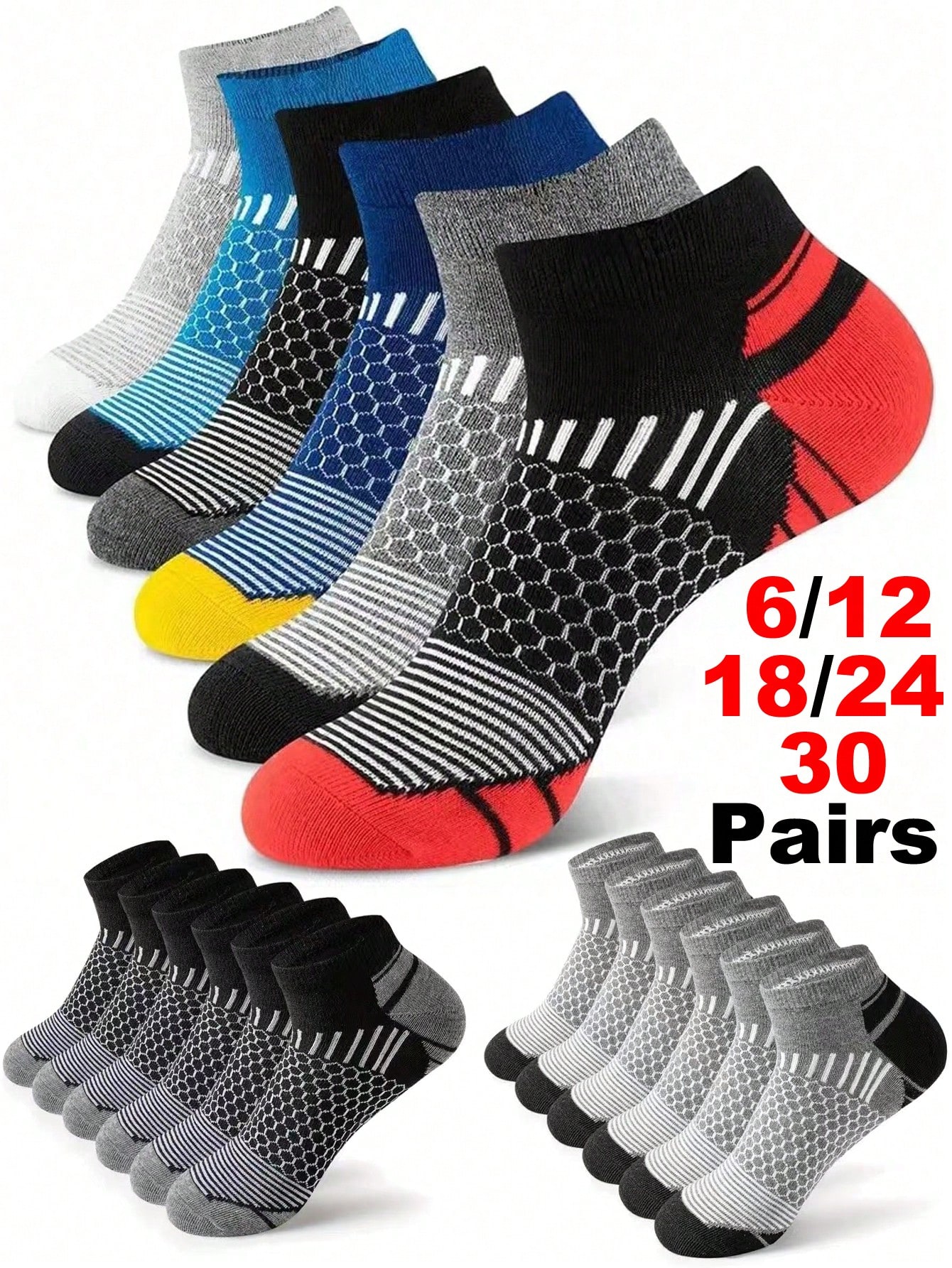 12Pairs Men's Athletic Socks A - مراجعة Ankle Sock Low Cut وسعره