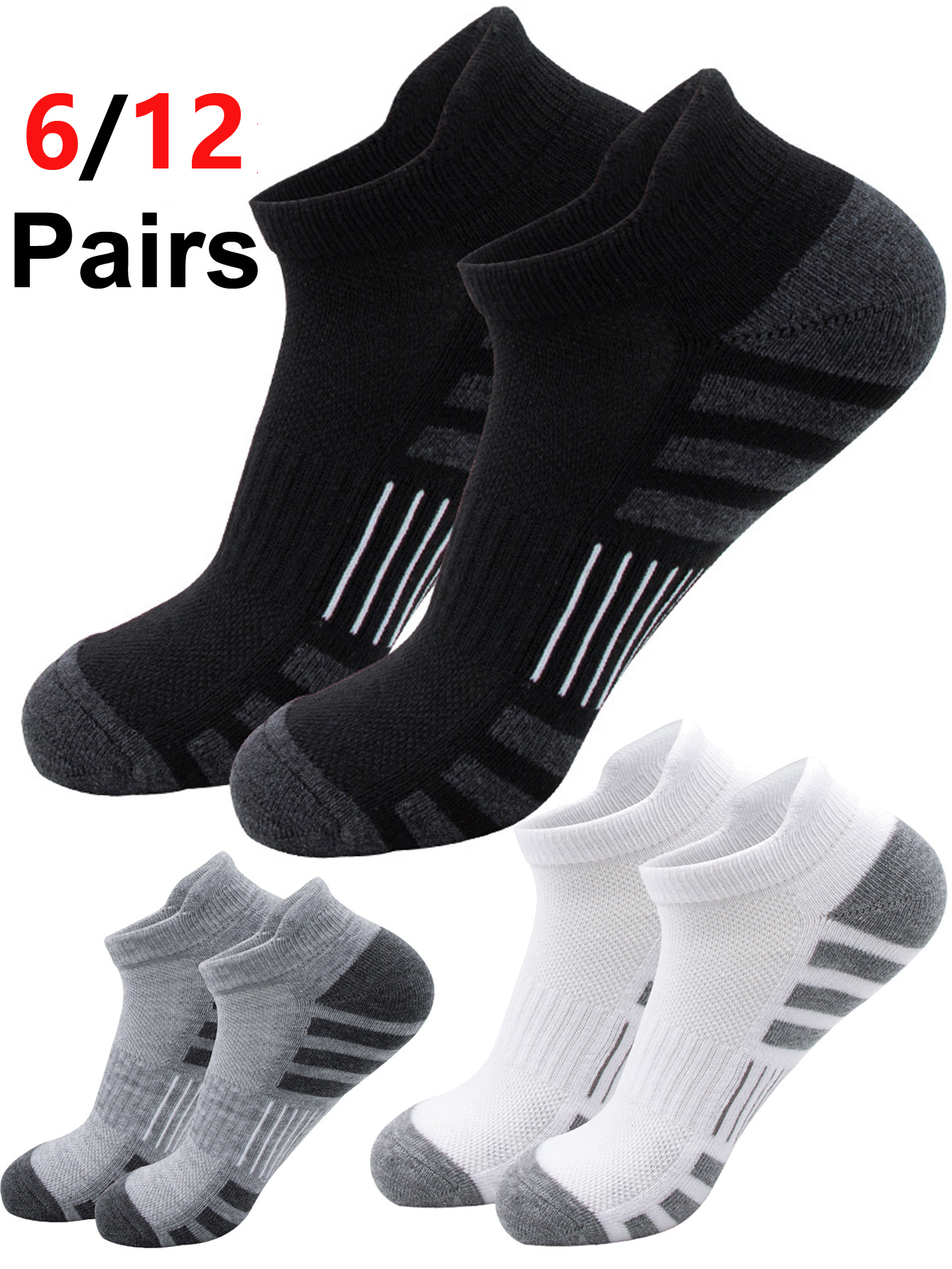 6/12 Pairs Low Cut Ankle Socks - مراجعة Athletic Sock Cushion وسعره