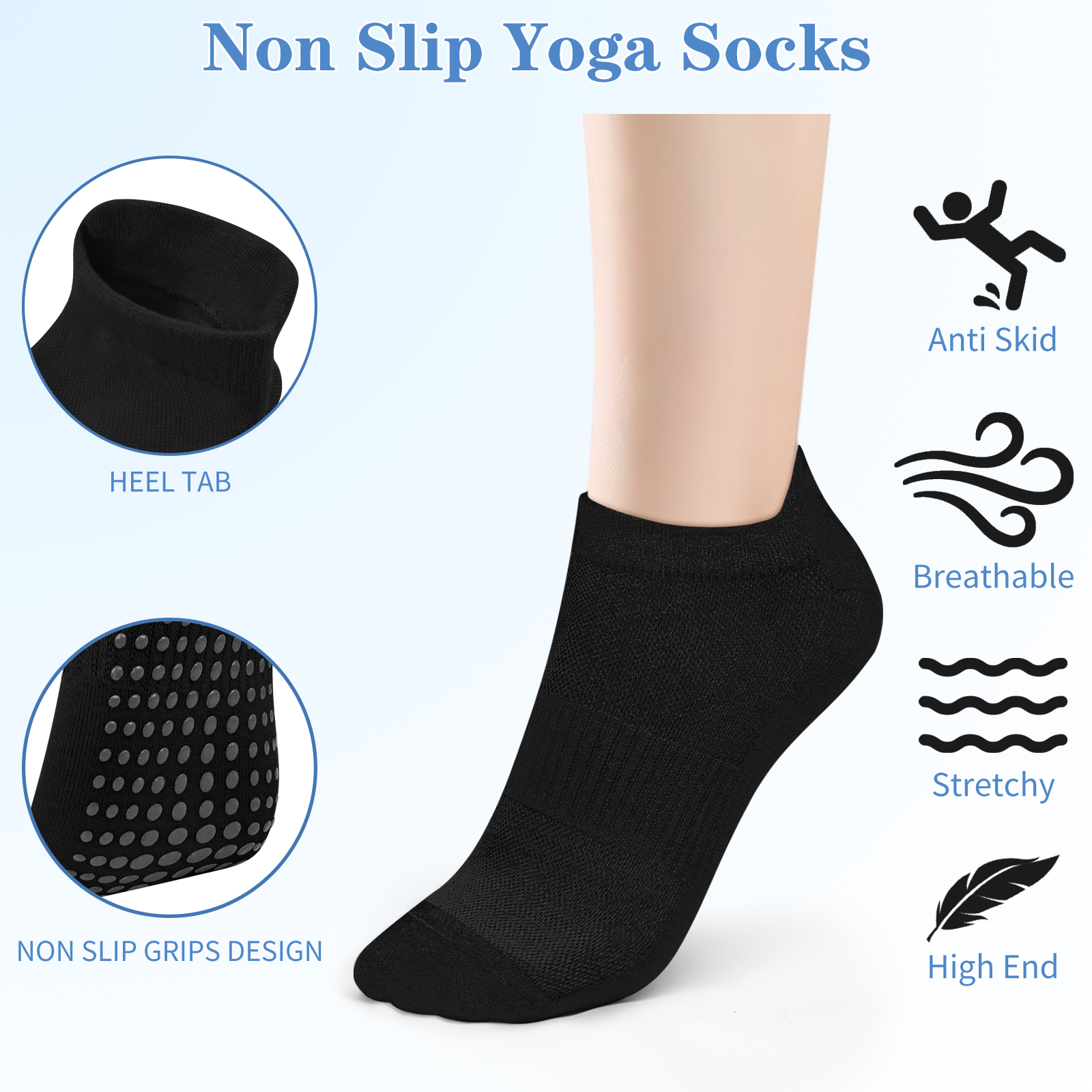3 Pairs Yoga Socks Women Cotto - مراجعة Grip Sock Yoga وسعره